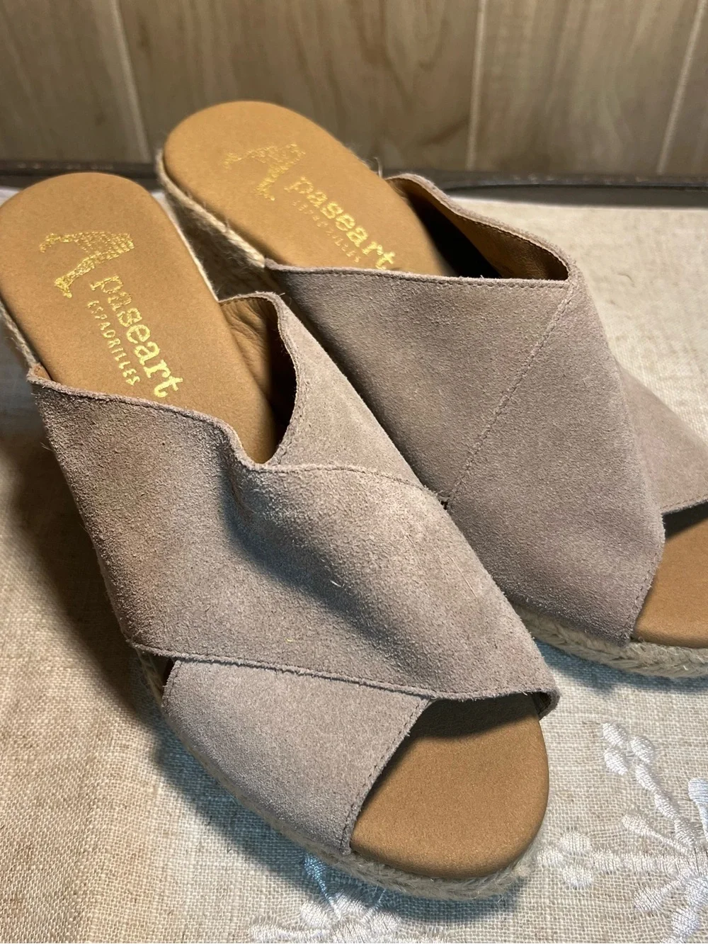 Paseart Sz 6 Womens Made in Spain Crossband Wedge Espadrilles Sandals New